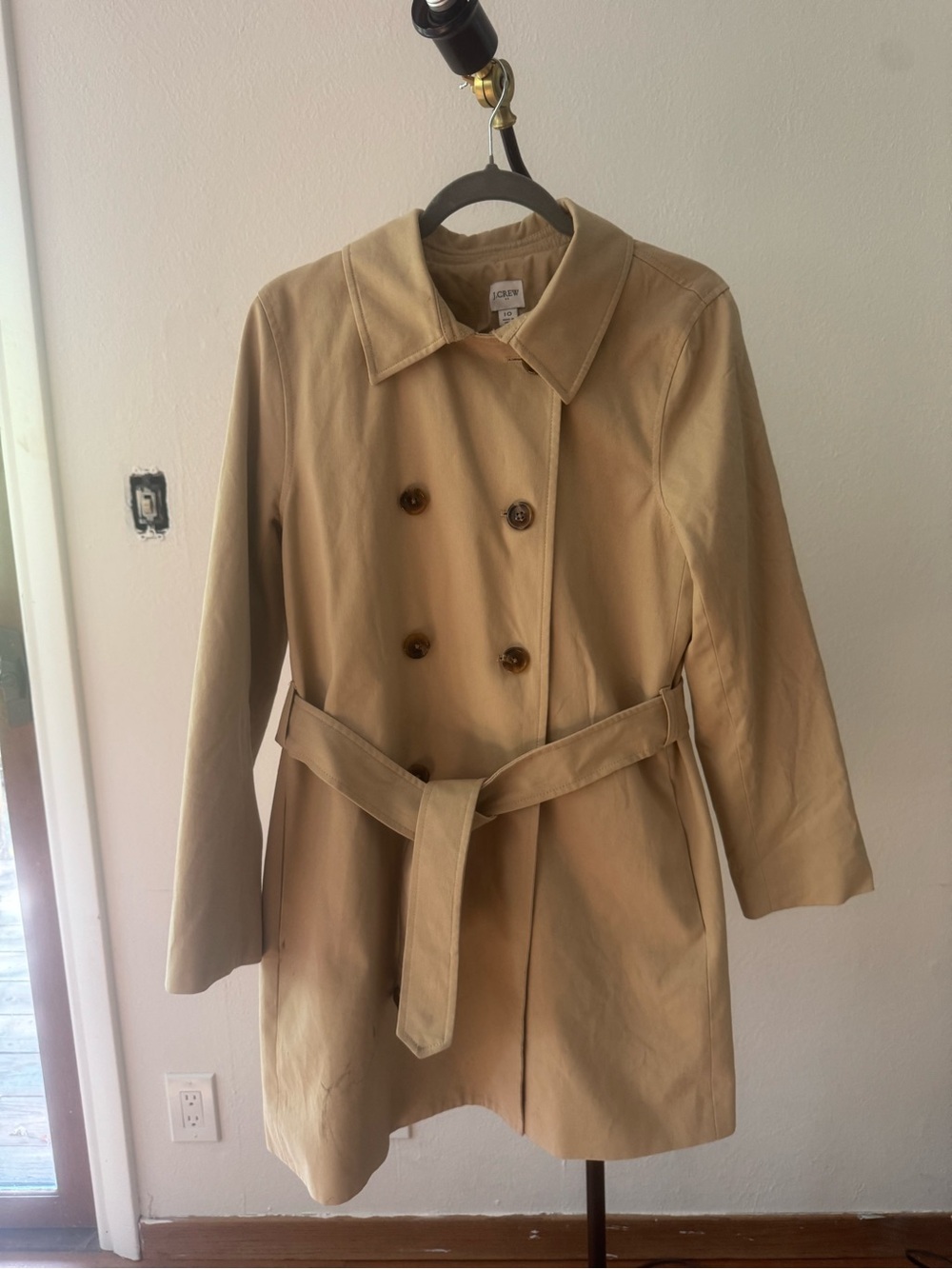J. Crew Double-Breasted Tan Trench Coat with Belt